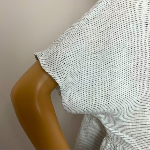 Catherine Malandrino 100% Linen Blouse – White & Black, Size M - Picture 3 of 11